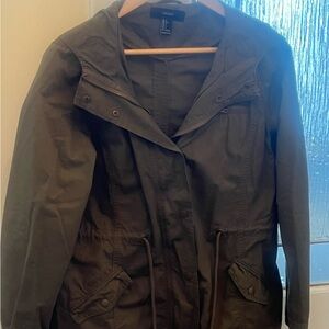 Olive Green Hooded Utility Jacket